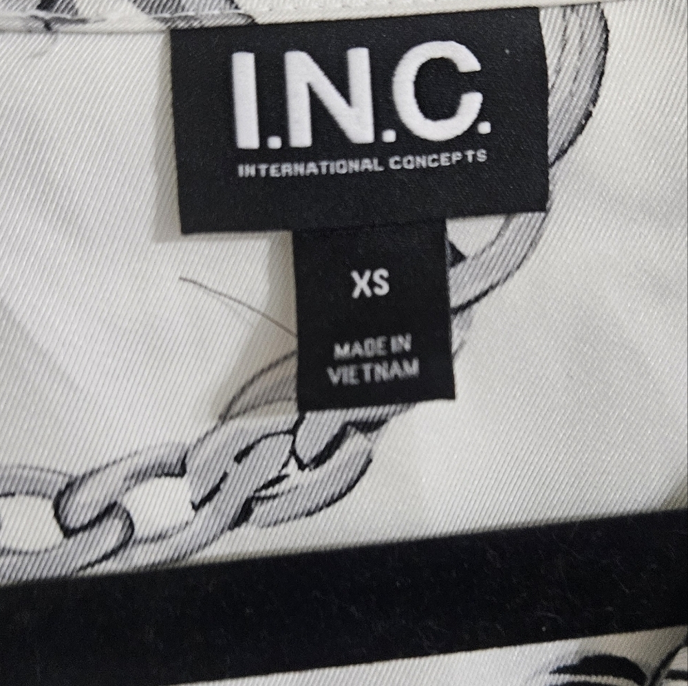 INC Satin Chain-Print Tie-Front Blouse - Picture 3 of 7